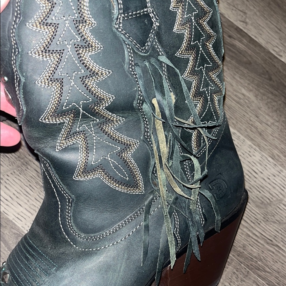 Durango Green Ankle Boots with Intricate Stitching - Picture 6 of 6